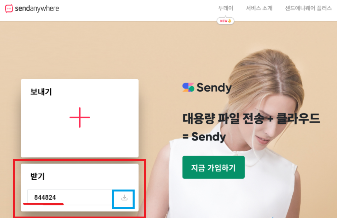 샌드애니웨어 홈페이지 받기