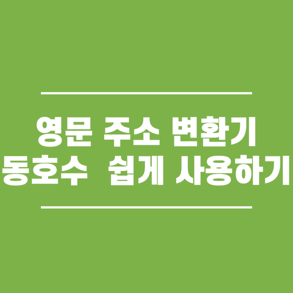 영문 주소 변환기 네이버 동 호수 표기법