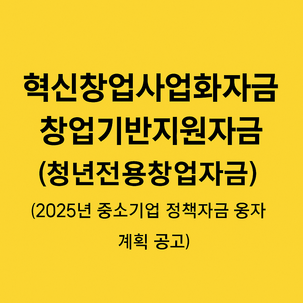 혁신창업사업화자금-창업기반지원자금(청년전용창업자금)(2025년 중소기업 정책자금 융자계획 공고) 신청하기