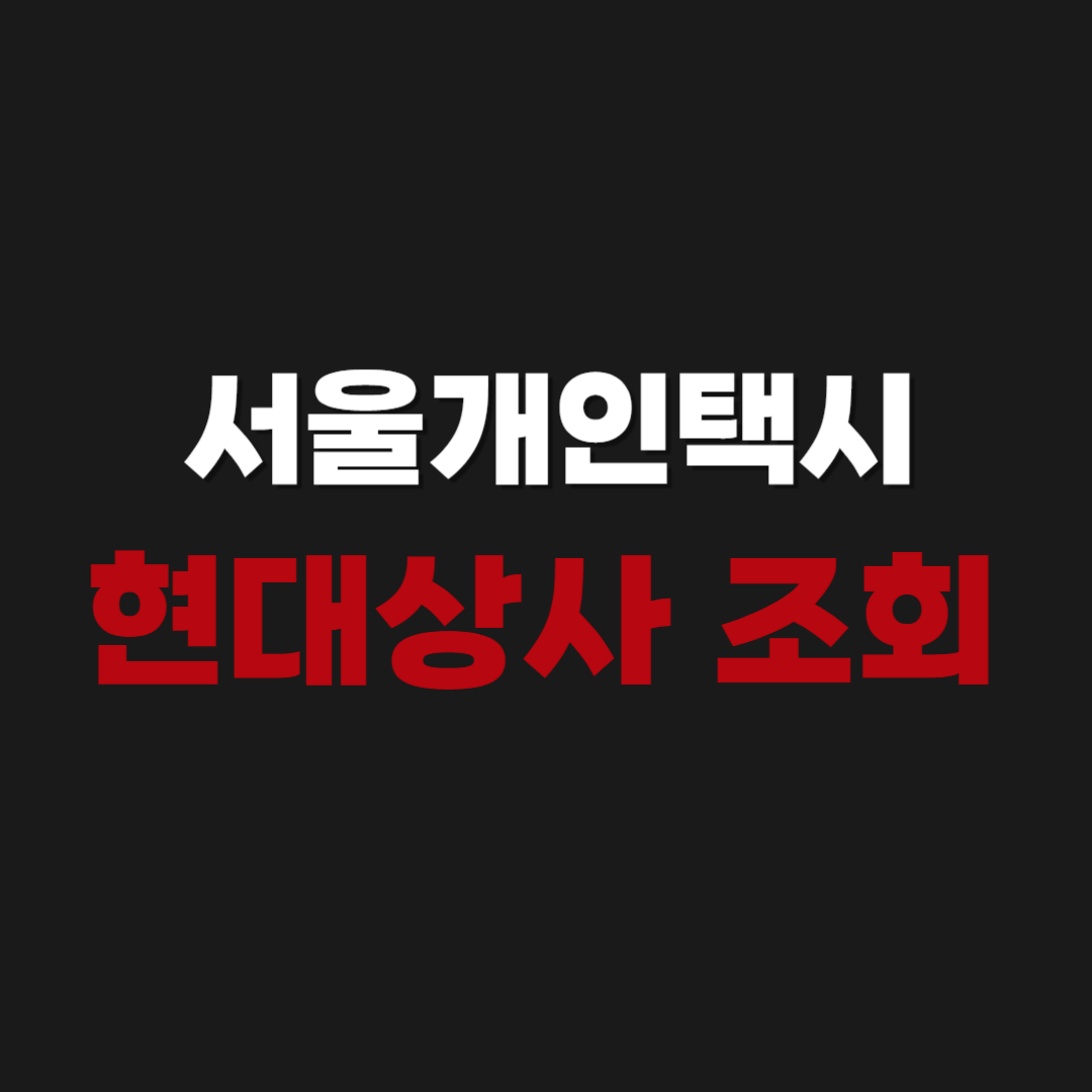 서울개인택시 시세 현대상사 조회 방법