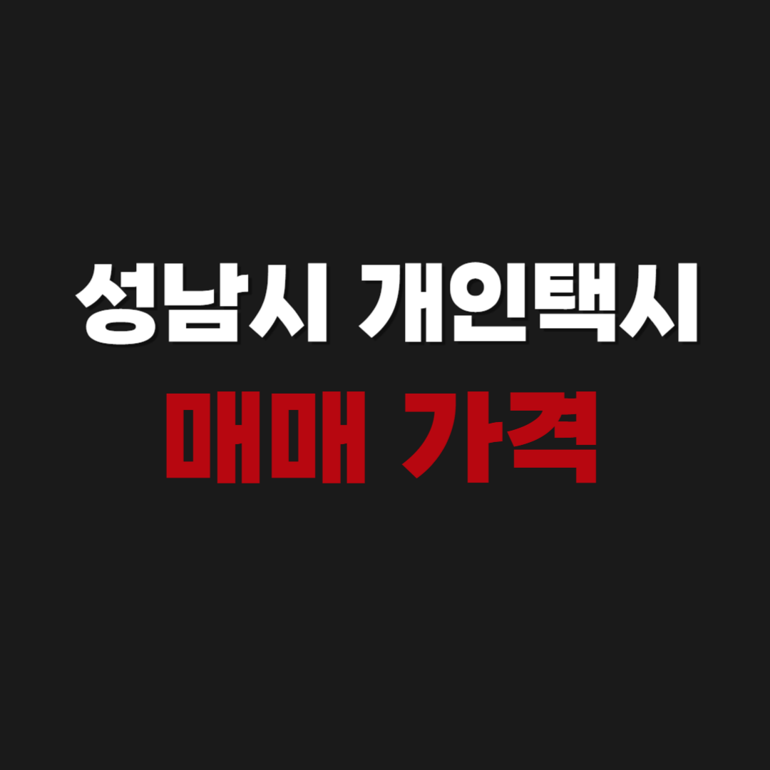 성남시 개인택시 매매 가격 시세 조회 하기
